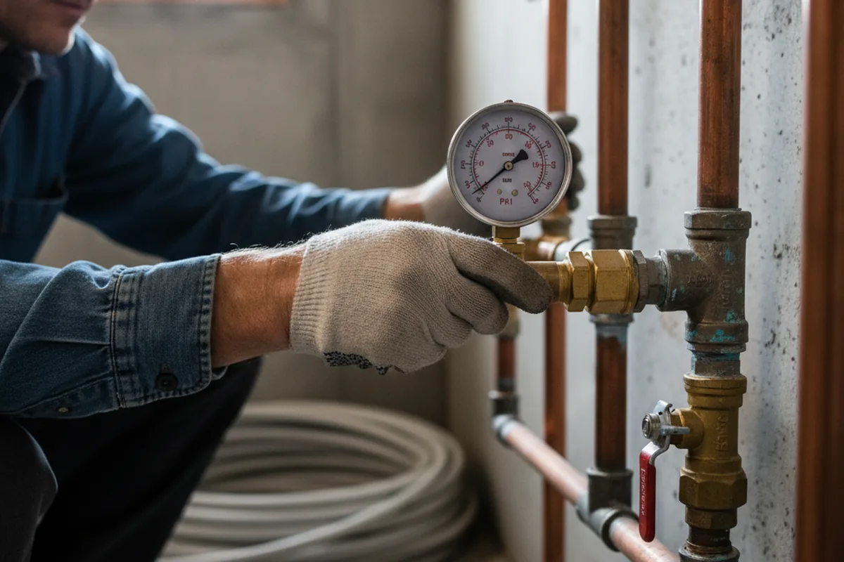 Pressure testing a repaired line during Water Line Repair in Diamond Bar